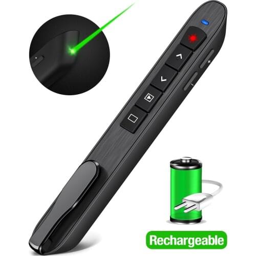 Rechargeable Wireless Presenter For Powerpoint Presentation PPT Green Laser Pointer Remote Control Presentation Clicker For PC