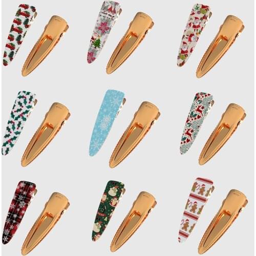 Christmas Printed Iron Hair Clips Snowflake Deer Santa Barrette Girl Decor Festival Present Gift Jewelry Accessories ,1Yc19550