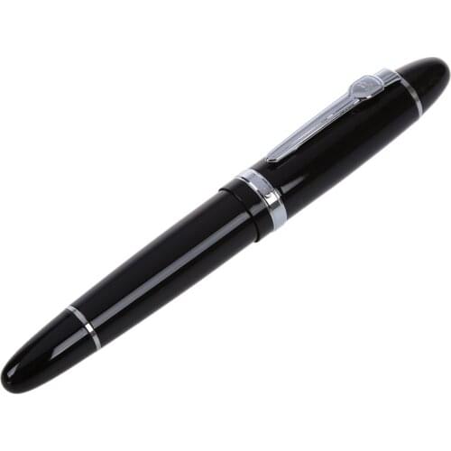 Hot-Jinhao 159 Black And Silver M Nib Fountain Pen Thick For Gifts Decorations USA