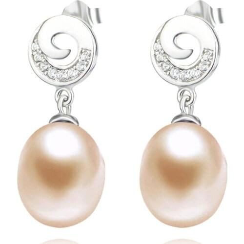 GNE1266 100% Fine 925 Sterling Silver Earring Beauty Fashion Pearls Crystal Drop Earrings Fashion Jewelry Fine Gift For Women