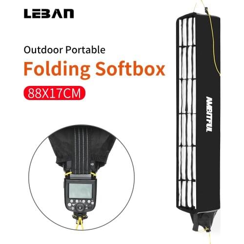 AMBITFUL 88*17*17cm Collapsible Inner Silver Softbox Honeycomb Grid Flash Strip Diffuser with Storage Bag for Speedlite Flash