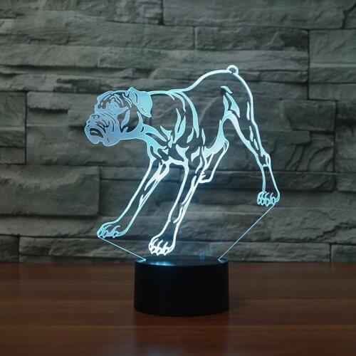 Bulldog LED Lamp Colorful Flashing 3D Dog Night Lamp Creative Gift 3D LED USB Light as Kids Room Decoration
