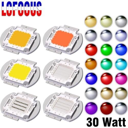 High Power LED 30W Chip Natural Cool Warm White Red Blue Green Yellow RGB 440nm 660nm Full Spectrum For DIY 30 W Watt Floodlight