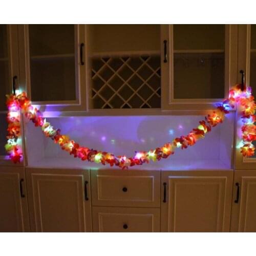 Thick LED Light Up Hawaii Flower Garland Banner Glowing Wreath Summer Tropical Hawaii Home Wedding Party Decoration