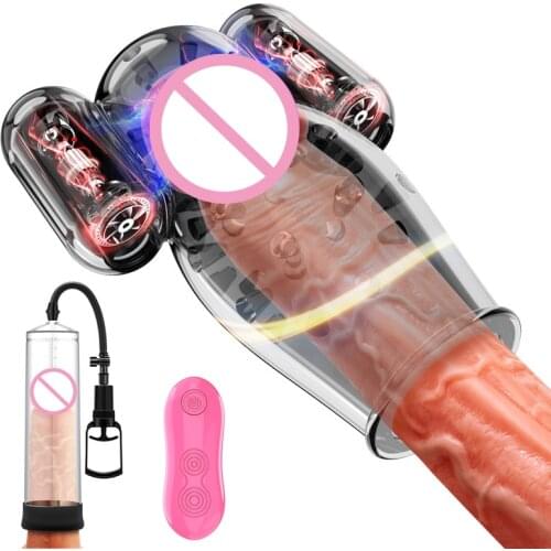 10 Speeds Vibrating Glans Exerciser Penis Thicken Erect Up Enlargement Vibrator Adult Toys Penis Pump Cylinder Sex Toys for Men