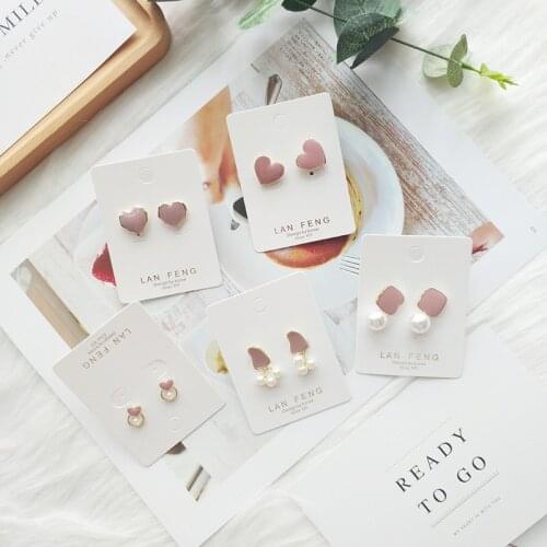 2021 Spring And Summer Original Simple Ins Style Pink Pearl Love Series Fashion Earrings Sweet Princess Style Geometric