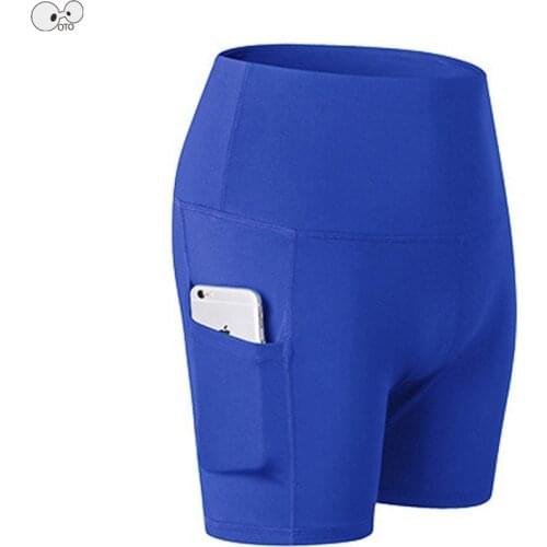 Pockets Women Solid High Waist Running Shorts Gym Fitness Clothing Female Sweat Yoga Shorts Athletic Short Sport Tights Leggings
