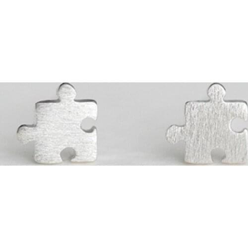 925 Sterling Silver Splicing Block Shape Stud Earrings For Women Casual Style Girl Earings Personality Jewelry