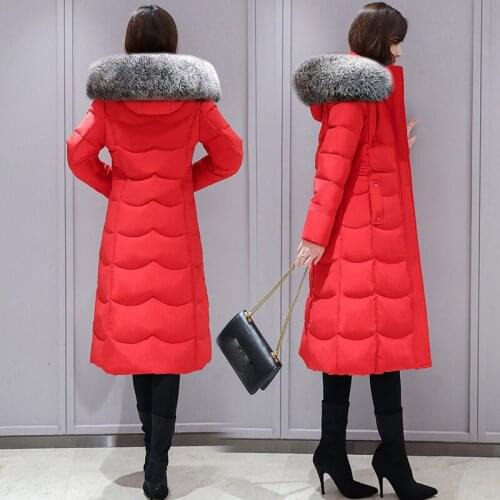 Large Natural Raccoon Fur Collar Hooded Winter Down Jacket Women 90% White Duck Down Thick Warm Park Female Long Snow Coat