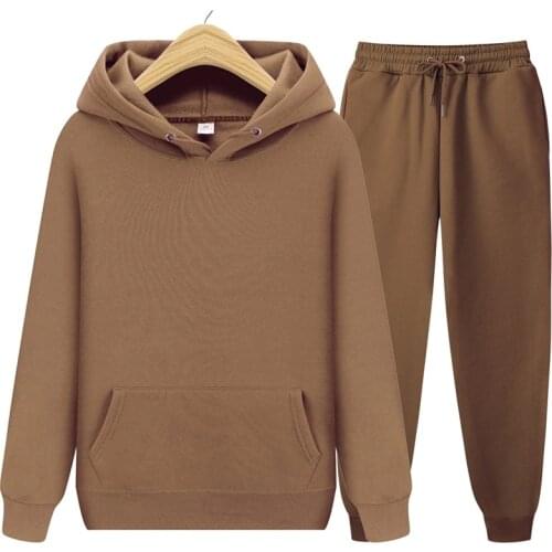 Two Piece Set Women Spring Autumn Tracksuit Thick fleece Cotton Suit 2 Pieces Sets Hoodies Pants Sweatshirt And Trousers Suits