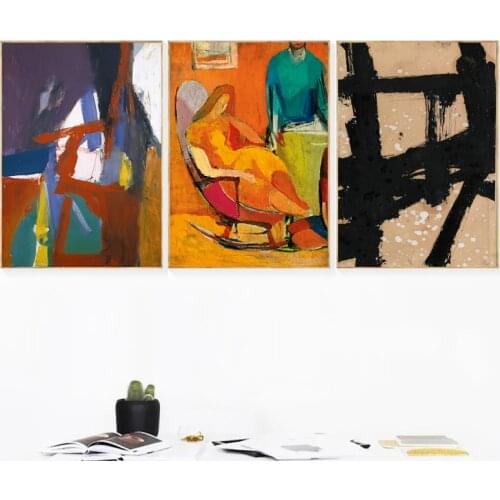 Famous Abstract Art Canvas Paintings Red Brass Posters and Prints Wall Art Pictures for Living Room Wall Decoration Cuadros