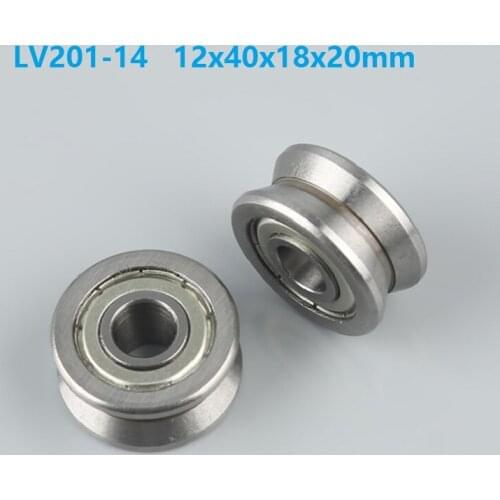 20pcs/lot ABEC-5 LV201-14 12x40x18x20 mm V groove roller wheel pulley bearing 12*40*18*20 mm