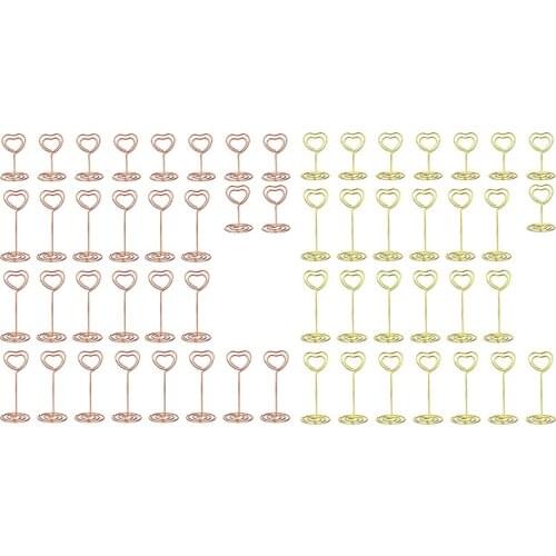 30 Pieces Mini Place Card Holder Heart Shape Table Picture Stand Wire Tabletop Photo Holder for Wedding Party-ABUX