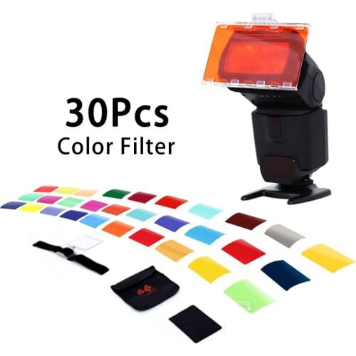 30pcs Flash Speedlite Color Gels Filters for Canon Godox Yongnuo Camera Photographic Gels Filter Flash Speedlite Speedlight