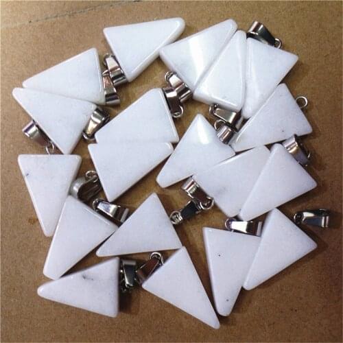 50Pcs 20x15x6mm Wholesale White Malay Jade Triangle Pendant Bead DIY Earrings Jewelry Accessories S606