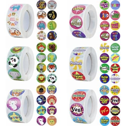 500pcs/roll Zoo Animals Cartoon Stickers for Children Classic Toy School Teacher Reward Sticker Kids Favor Labels Decor Supplies