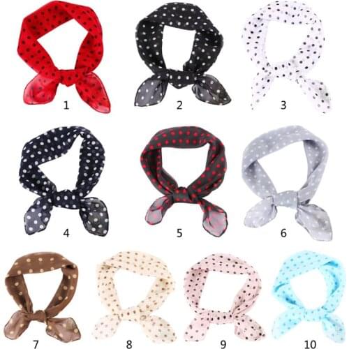 70x70cm Women Chiffon Square Scarf Classic Polka Dot Neckerchief Handkerchiefs Dress Accessories
