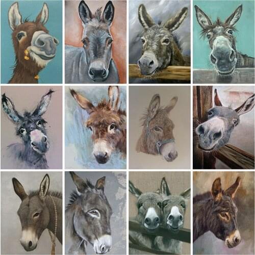 HUACAN Full Square 5d Diamond Painting Donkey Handicraft DIY Diamond Embroidery Animal Home Decor Handmade Gift