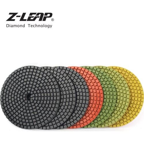 Z-LEAP 7 Pieces 4" 100mm Wet Polishing Pads Flexible Diamond Polishing Disk For Granite And Marble Abrasive Sanding Pads