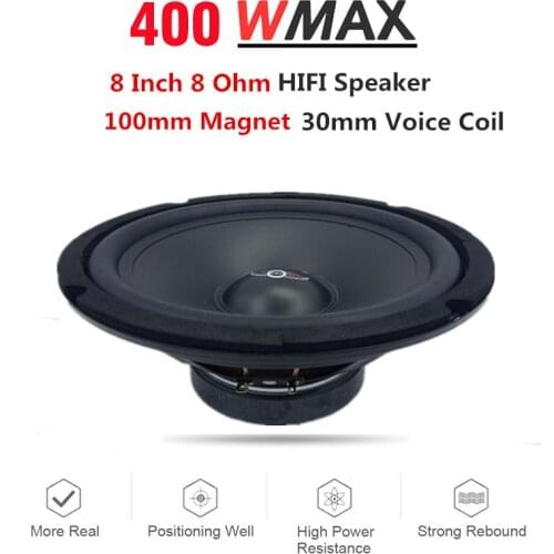 HiFi End Full Range Speaker, 8inch 8 Ohm 400watts Midrange theater Karaok Audio Louder Speakers Woofer speaker box