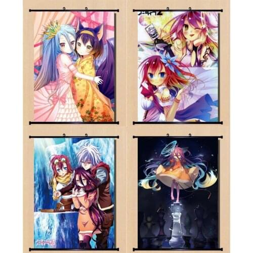 Hot Anime Cartoon NO GAME NO LIFE Printed Poster Scroll Picture Cosplay Prop Wall Decor for Women Men Gift 1pcs