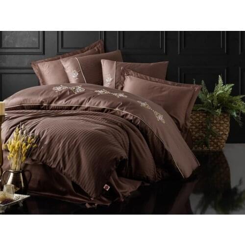 Cottonbox Embroideries Satin King Double Personality Duvet cover set Coffee