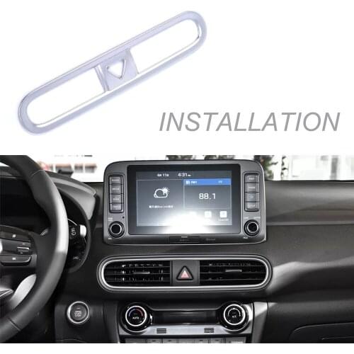 JEAZEA Chrome ABS Car Air Outlet Vent Cover Trim Auto Central Console Frame For Hyundai Kona Encino 2018 2019