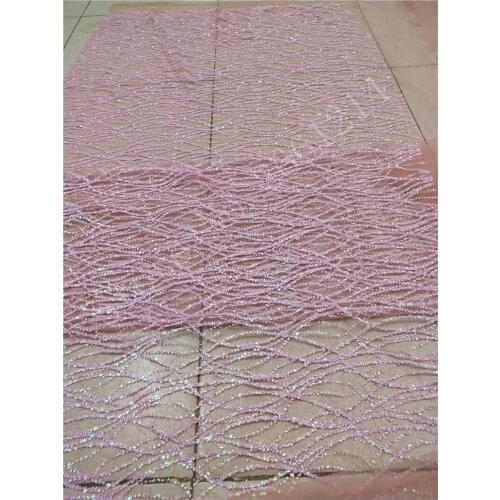 Fashionable french net fabric with glued glitter shinny BZL-91101 glued glitter lace fabric with strip design