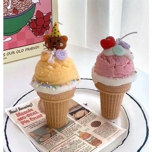 Ice Cream Ball Candle Silicone Mold DIY Aromatherapy Plaster Candle Diffused Stone Handmade Candle Mold Dessert Cake Soap Tools