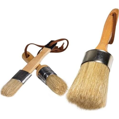 PPYY-Chalk Paint Brush Stencils Brush Set,DIY Painting Tool for Furniture,Waxing Brushes,Natural Bristles Folk Art,Home Decor