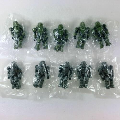 Lot of 10pcs HALO MEGA BLOKS Grey & Green SPARTAN Building Toys Mini Figures Collection