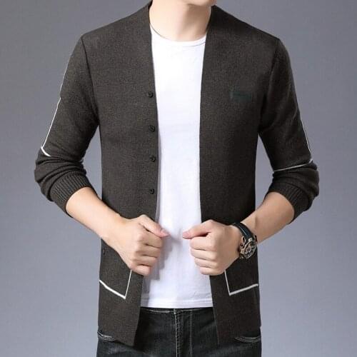2019 New Fashion Brand Sweater Man Cardigan Thin Slim Fit Jumpers Knitwear Autumn Korean Style Casual Mens Clothes KK3009