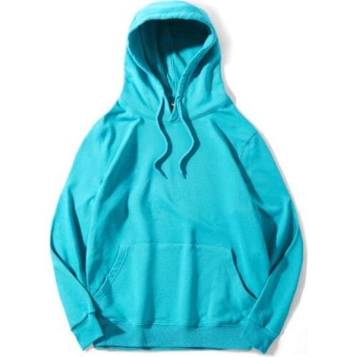 Fall/winter mens and womens pullover hooded sweater solid color blank terry lining small fresh bottoming shirt