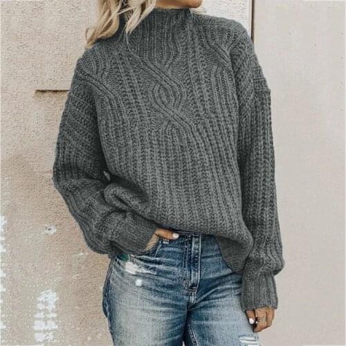 Plus Size Turtleneck Women Solid Color Pullovers Knitted Sweater Spring New Ladies Sweaters Loose Casual Long Sleeve Hooded Top