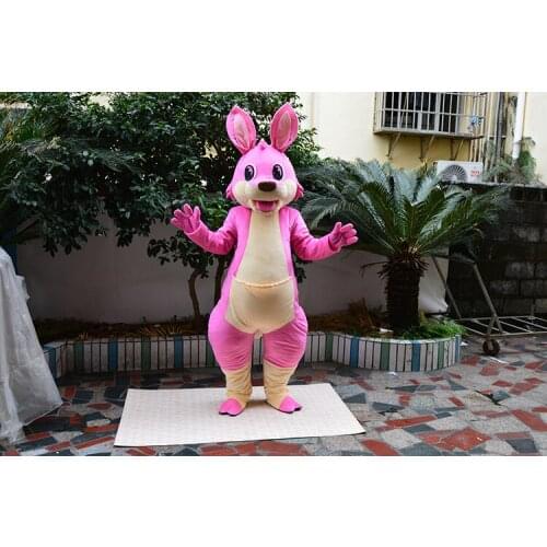 Pink Kangaroo Mascot Costume Adult Cartoon Character Outfit Suit Holiday Party Appreciation Banquet Mascot Apparel