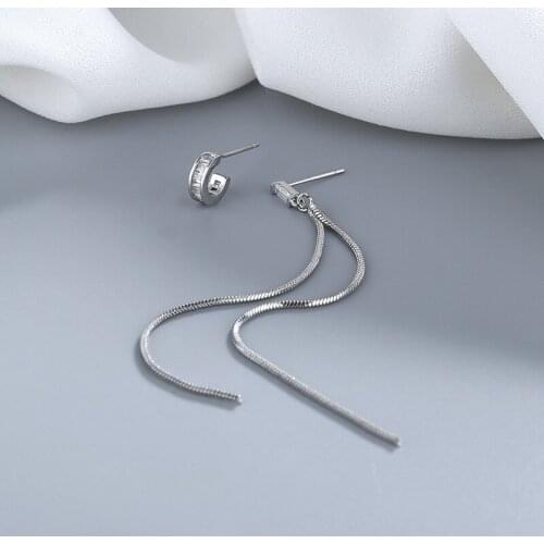 Modern Jewelry Chain Tassel Earrings Popular Design High Quality Crystal Asymmetrical Drop Earrings For Girl Fine Accessories