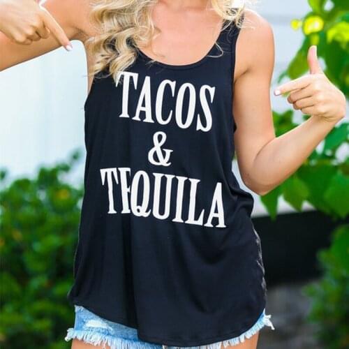 Tacos and Tequila Racerback Tank Tops Women Sleeveless Tank Tops Graphic Tee Summer Top Causal Shirts Girls Printed T-shirts