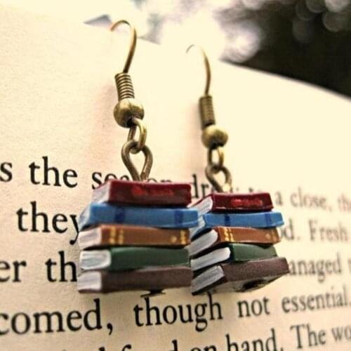 Vintage Bookshelf Mini Books Drop Earrings Book Lover Librarian Teacher Jewelry for Women Girls Book Classic Novel Earring