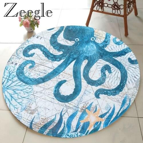 Zeegle Round Carpet Living Room Rug Bedroom Mat Soft Kids Room Carpet Non-slip Bathroom Mat Absorbent Shower Rug Foot Mat