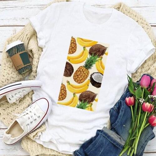 2021 New Casual Short Sleeve Fashion Women Summer T-Shirt Kawaii Cartoon Fruit Cute Print O-Neck Short Sleeve T Shirt