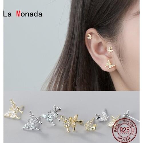 La Monada Butterfly Korean Minimalist Women Earrings Silver 925 Stud Fine In Jewelry Silver 925 Stud Earrings For Women Inlay