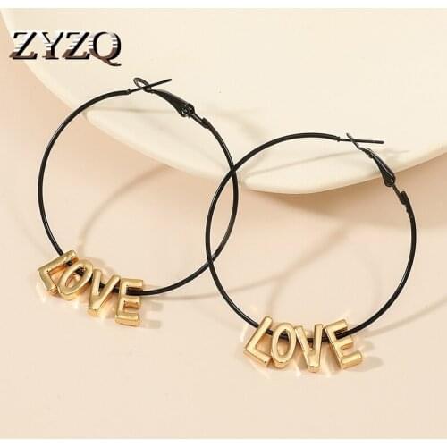 ZYZQ Hyperbole C-shaped Letter Pendant Earrings For Woman Retro Hoop Earrings Holiday Gift Vintage Jewelry Accessories Wholesale