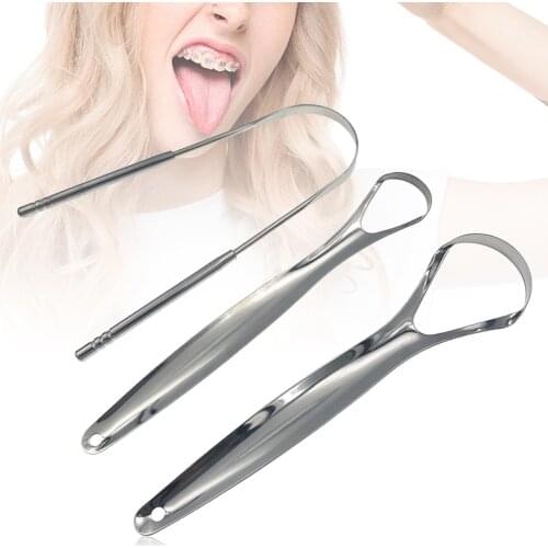 1Pc Rvs Tong Schraper Borstel Schraper Oral Care Houden Frisse Adem Verbeteren Mondhygiëne Tong Cleaner Gereedschap Herbruikbar