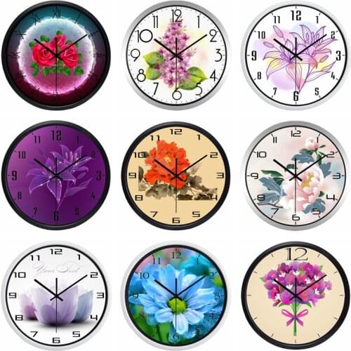 10inch Flower Girl Women Room Beautiful Glass Wall Clock, no Ticking Sound