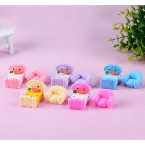 10pcs Kawaii Carrot Small Bed Sofa Fairy Garden Miniatures DIY Ornament Resin Decoration Crafts Figurines Micro Landscape