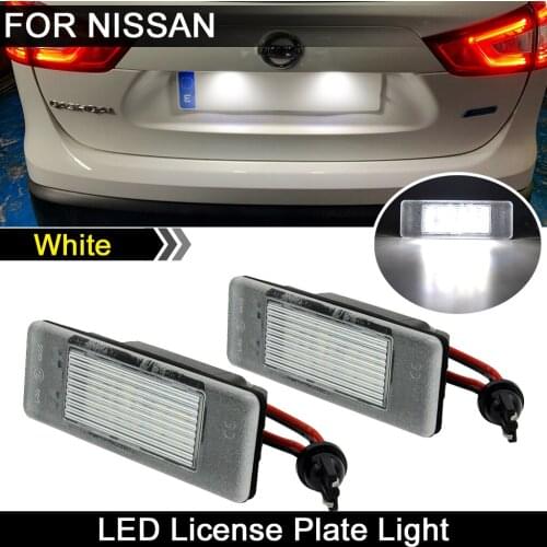 2Pcs For Nissan Primera Teana Pathfinder Qashqai X-Trail Juke March Versa NV200 Armada Rogue Sport LED License Plate Light