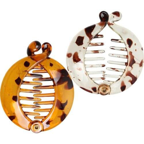 2 PCS Vintage Banana/Fish Hair Clips Comb Grip Ponytail Holder Headwear