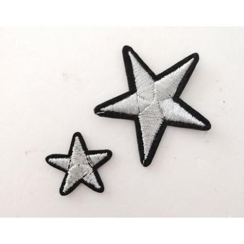 20pcs Silver Star Army Badge Jacket Patch parches bordados Iron On Patches For Clothing Patchwork Embroidered Garment Appliques