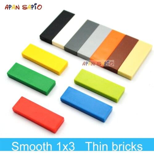200pcs Smooth 1x3 Dots DIY Building Blocks Thin Figure Educational Creative Toys for Children Size Compatible With 63864 Bricks