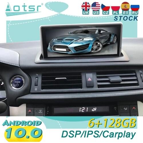 6+128GB For Lexus CT200 CT200H CT 2012-2018 Android10 Tesla Car Radio Wireless Carplay GPS Navigation DSP Multimedia Player